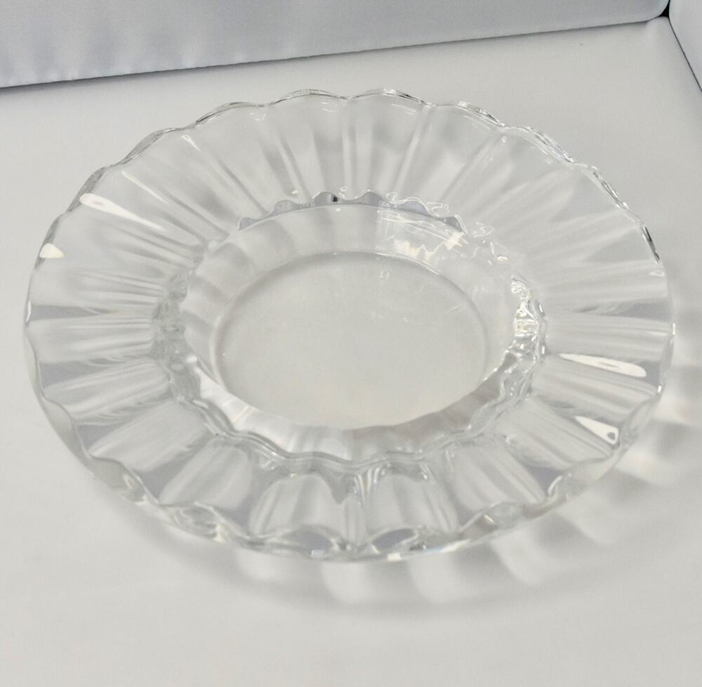 BACCARAT CRYSTAL WAVEY PILLAR CANDLE HOLDER PLATE